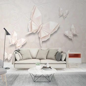 Пользовательские Фотообои Красивая 3D Рельефная фреска с бабочками Обои для гостиной Телевизор Диван Спальня Домашний Декор Papel De Parede 3D - Изображение 1  