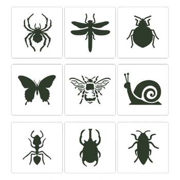 Прямая поставка, 9шт шаблонов насекомых для детского рисования на бумаге, холсте, изготовления открыток для скрапбукинга. - Изображение 1  