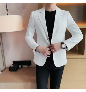 Высококачественный блейзер мужской в итальянском стиле Премиум-класса, простая мода, Элегантный Деловой Повседневный рабочий костюм джентльмена, приталенный пиджак - Изображение 1  