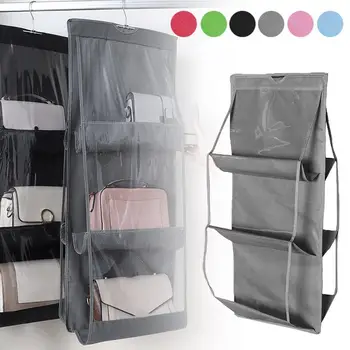Прозрачная Подвесная сумка для хранения с 6 карманами, Герметичная Сумочка для одежды, Пылезащитные сумки, Органайзер для домашнего шкафа, принадлежности для дома - Изображение 1  
