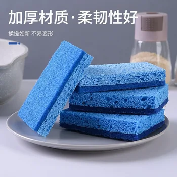 Синяя хлопчатобумажная салфетка из натуральной древесной массы, губка для мытья посуды с водопоглощением magic clean, необходимая для уборки - Изображение 2  