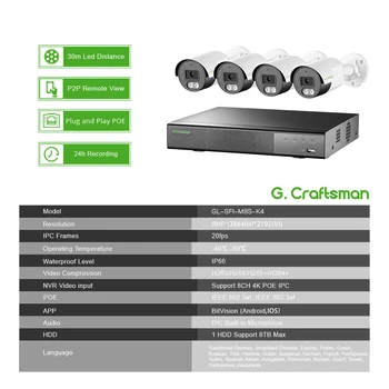 Системный комплект IP-камеры 4K 8MP AI POE SONY IMX415 Обнаружение движения Onvif CCTV Видеонаблюдение Безопасность G.Craftsman - Изображение 2  