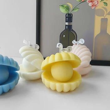 3D Силиконовая форма с жемчужной раковиной, сделай САМ, Ароматерапевтическая свеча, Гипсовая смола, Гипсовая форма для домашнего декора, формы для рукоделия - Изображение 2  