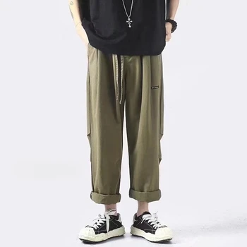 Мужские летние брюки-карго в японском стиле, мешковатые, шикарные, универсальные, полной длины, уличные, повседневные, Harajuku, Красивые, Студенческая мода, Новые - Изображение 2  