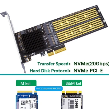2X SSU PCI-E X4 Для двойного адаптера Nvme Pcie, поддержка M.2 Nvme SSD для карт PCI-E X8/X16 M.2 (ключ M) Nvme SSD 22110/2280/2260 - Изображение 2  