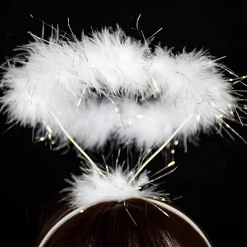 Белое Сказочное перо, кольцо с Ангелом-гало, повязка на голову Для детей, взрослых, женщин, девочек, Украшение костюма для вечеринки, Пасха, Рождество - Изображение 2  