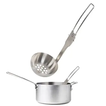 Посуда для кемпинга на открытом воздухе, Складная ложка, Половник для супа, Износостойкая Портативная Кухонная ложка, Инструмент для приготовления пищи - Изображение 2  