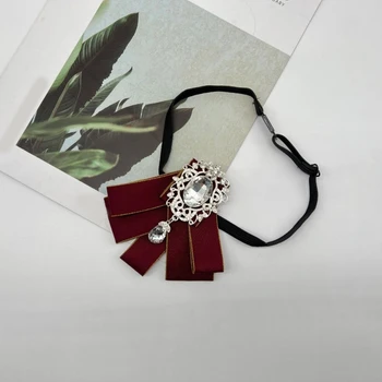 Винтажный британский галстук-бабочка с бриллиантами, Брошь из ткани ручной работы, лента, модный галстук-бабочка - Изображение 2  