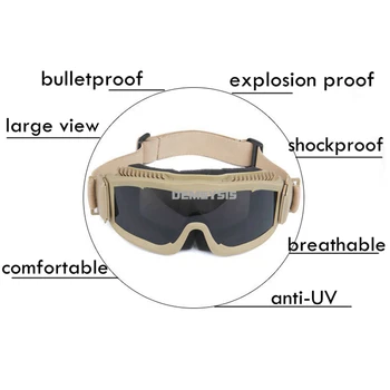 Тактические очки для пейнтбола Военные очки для страйкбола Защитные очки для пейнтбола Баллистические очки для стрельбы CS Wargame Спортивные очки - Изображение 2  