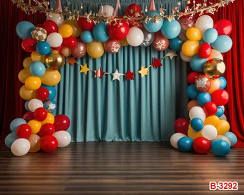 Фон для фотосъемки Цирк, карнавальная палатка, Ночные звезды, воздушный шар, детский день рождения, портретный декор, фон для фотостудии - Изображение 2  