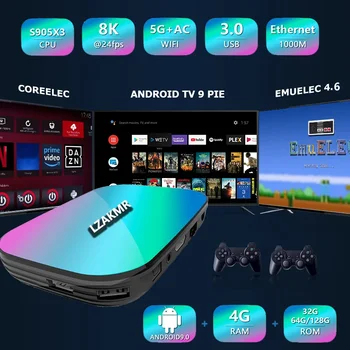 LZAKMR 2023 Новая онлайн-игра K1 Box TV BOX Android 9,0 8K 4K 9999 + Игра S905X3 4G/256G WiFi Игровые Приставки Party Essentials - Изображение 2  
