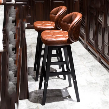 Высокий табурет, домашний стул, барная кухня, барный стул из массива дерева, легкий роскошный барный стол и стул, современный минималистичный высокий табурет, барный стул - Изображение 2  