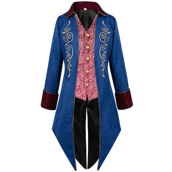 Новый мужской смокинг средневековый винтажный пальто средней длины - Изображение 2  