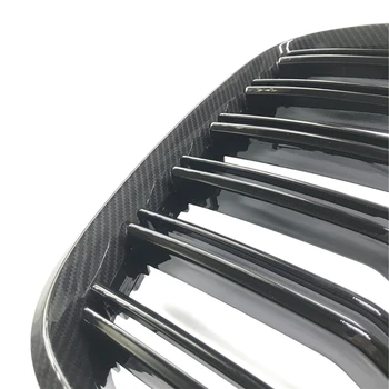 Решетка радиатора переднего бампера из углеродного волокна, двойная решетка из сетки спереди Для BMW X5 X6 E70 E71 2007-2013 - Изображение 2  