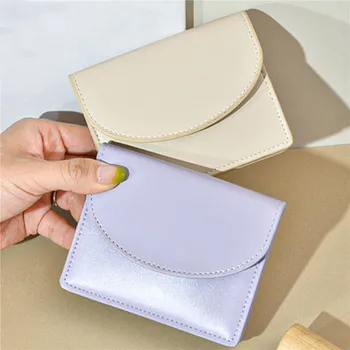 Мини-сумка-конверт из искусственной кожи с простой пряжкой, Корейская однотонная сумка для карт Ins, женский кошелек для монет, держатели кредитных удостоверений личности, кошельки - Изображение 2  