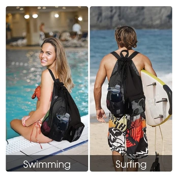 Спортивная сумка на шнурке, водонепроницаемая сумка для плавания, Спортивные сумки для спортзала, большая сумка для плавания, рюкзак на молнии для школьных спортивных путешествий - Изображение 2  
