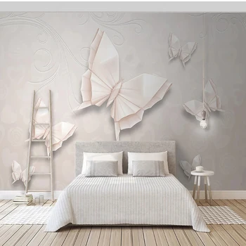 Пользовательские Фотообои Красивая 3D Рельефная фреска с бабочками Обои для гостиной Телевизор Диван Спальня Домашний Декор Papel De Parede 3D - Изображение 2  