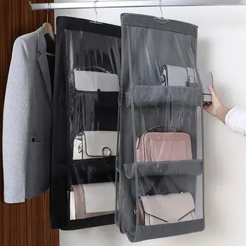 Прозрачная Подвесная сумка для хранения с 6 карманами, Герметичная Сумочка для одежды, Пылезащитные сумки, Органайзер для домашнего шкафа, принадлежности для дома - Изображение 2  